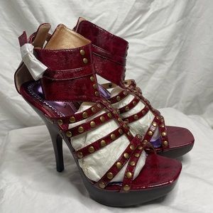 SOLD Luichiny Red Strappy Sandal Heels Size 9